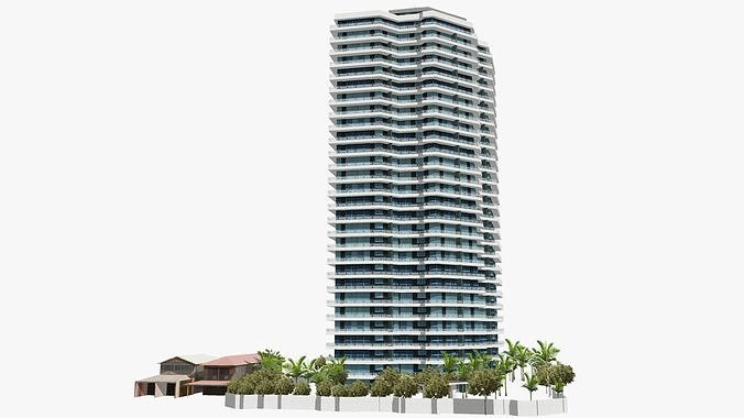 Spinnaker tall building Low-poly 3D model