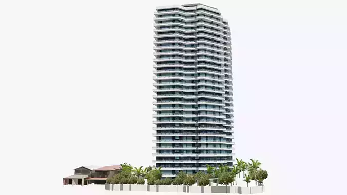 Spinnaker tall building Low-poly 3D model