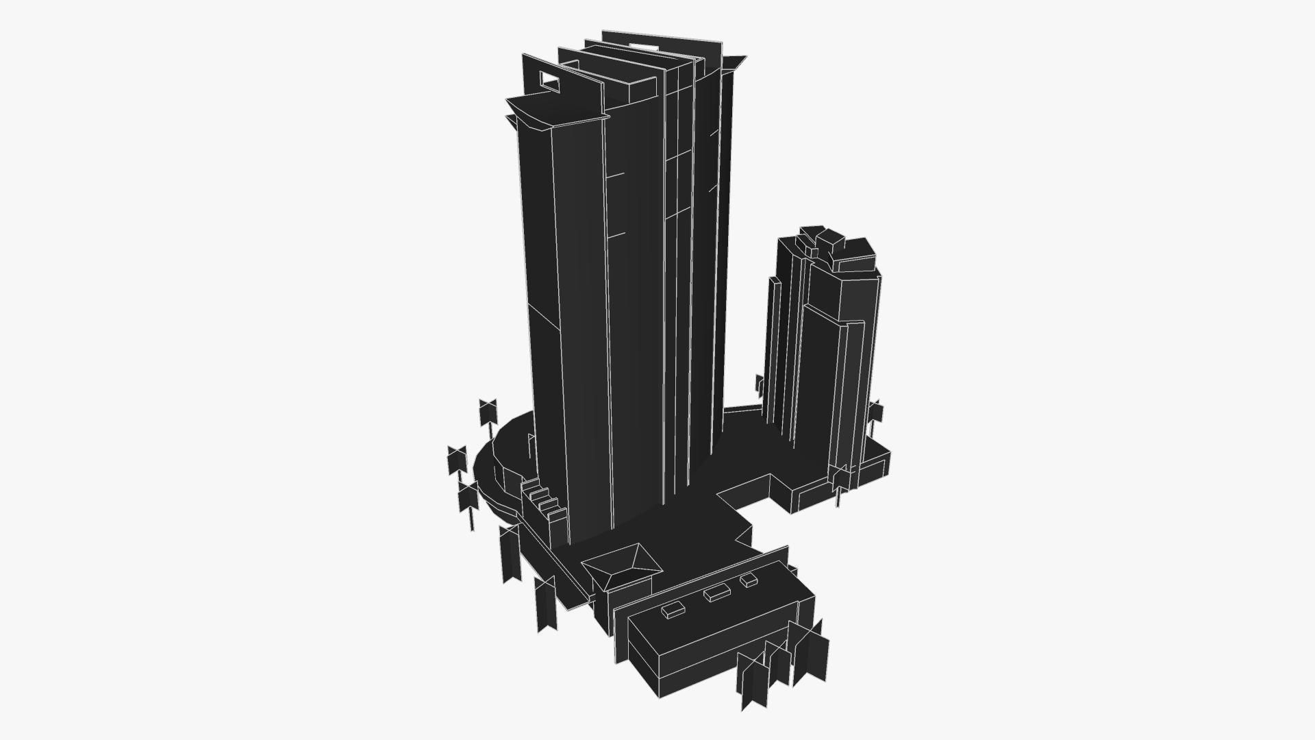 Aria Tower Low-poly 3D model_7