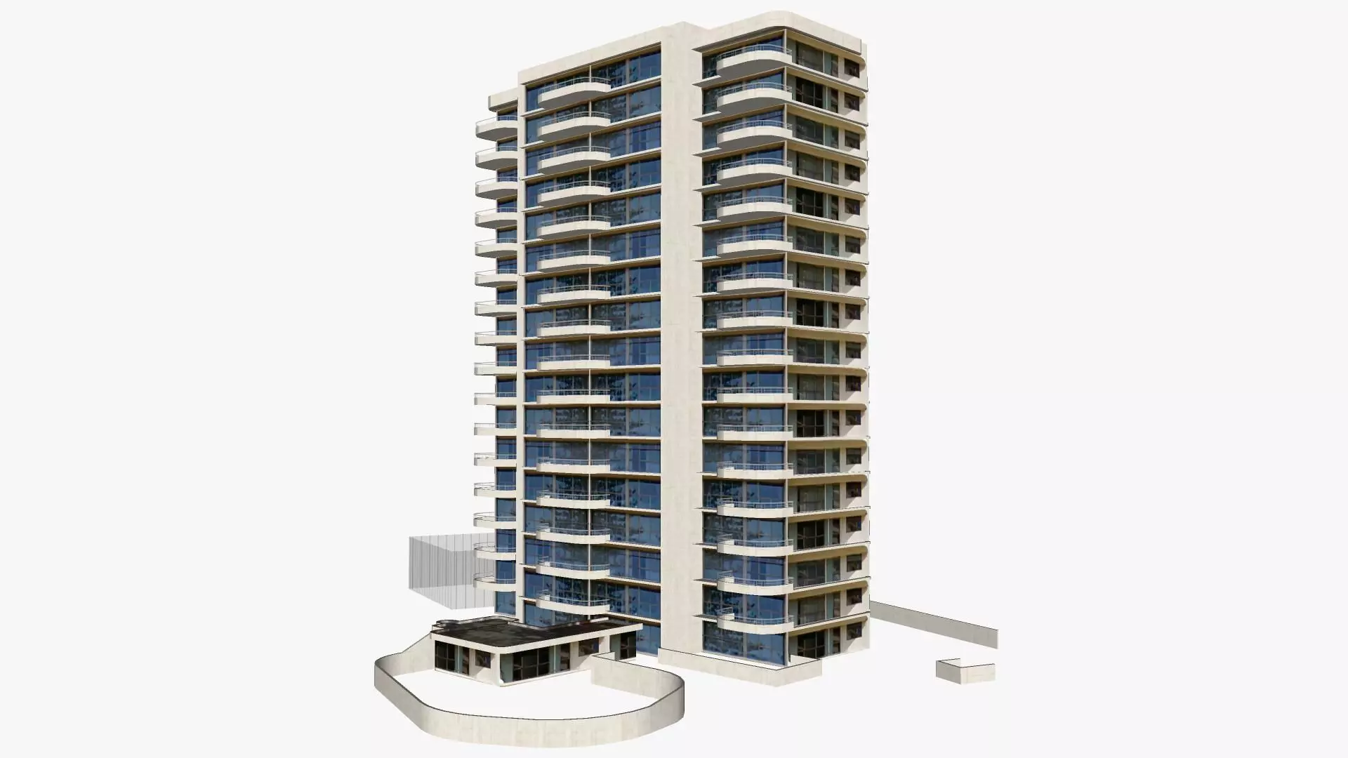 Norfolk Luxury Beachfront Apartments Low-poly 3D model
