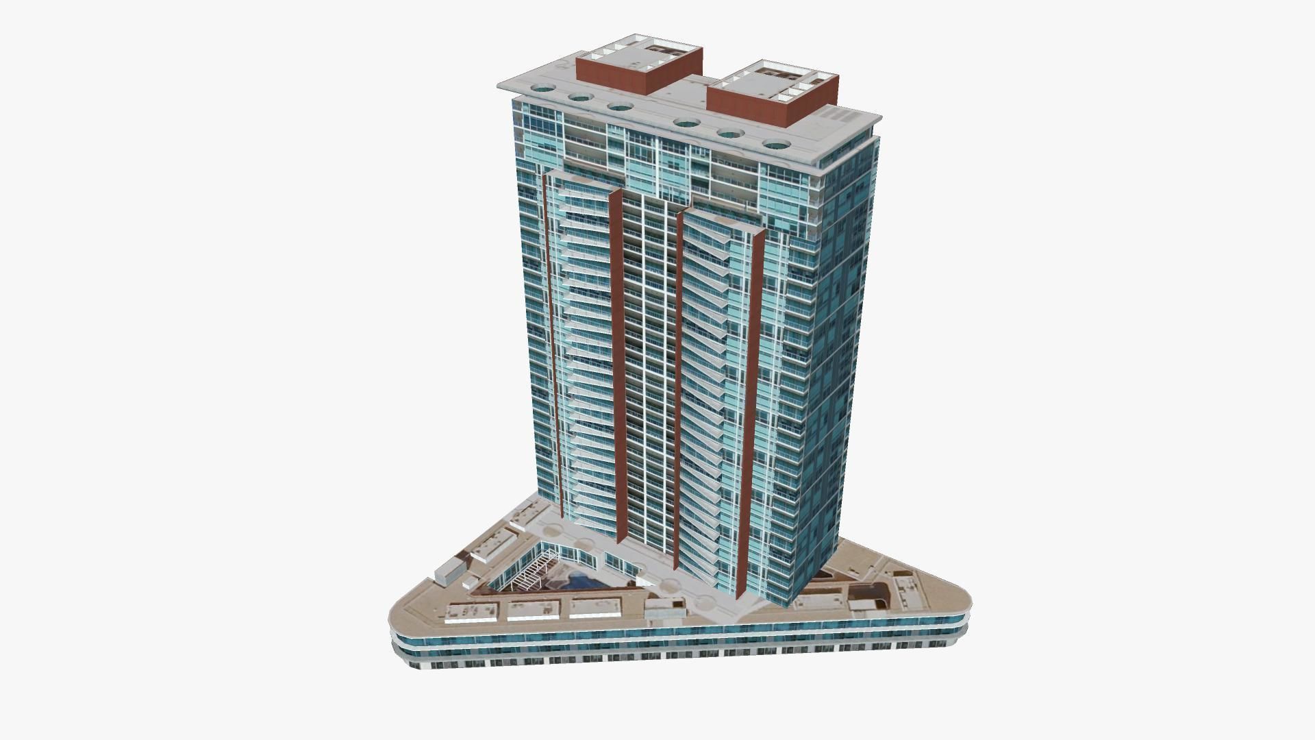 Shores skyscraper Low-poly 3D model_1