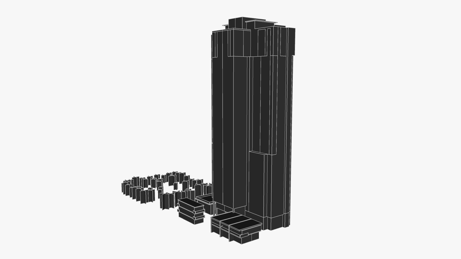 Marina tall building with palm trees Low-poly 3D model_6