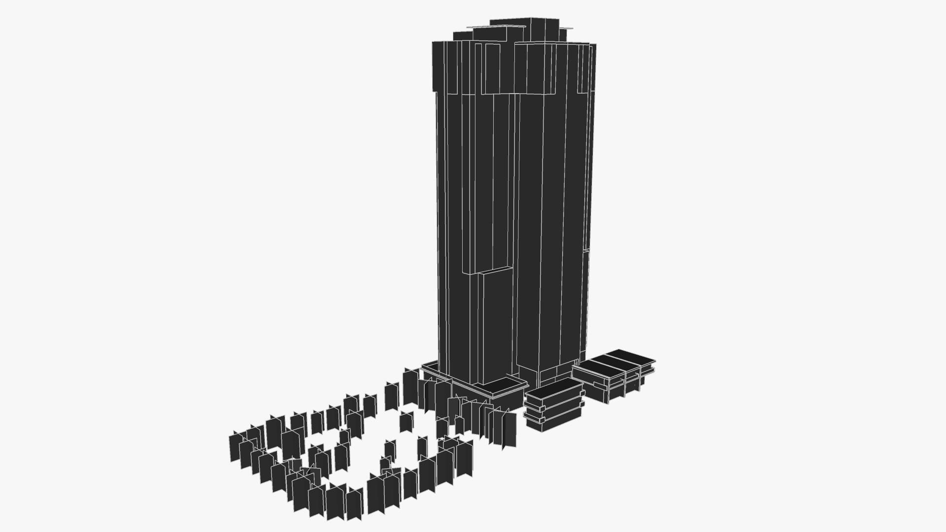 Marina tall building with palm trees Low-poly 3D model_5