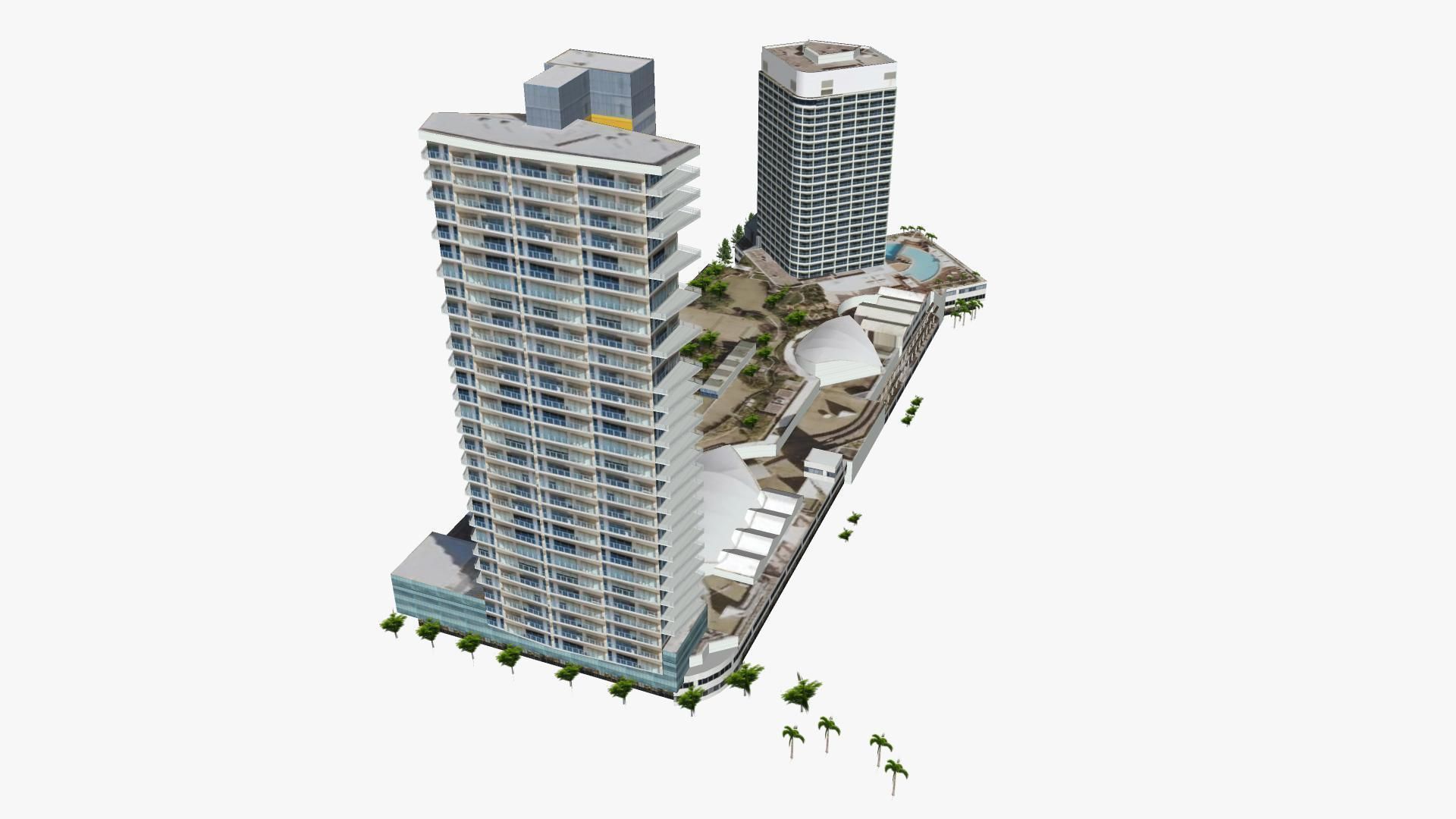 Air On Broadbeach and Sofitel Gold Coast Low-poly 3D model_2