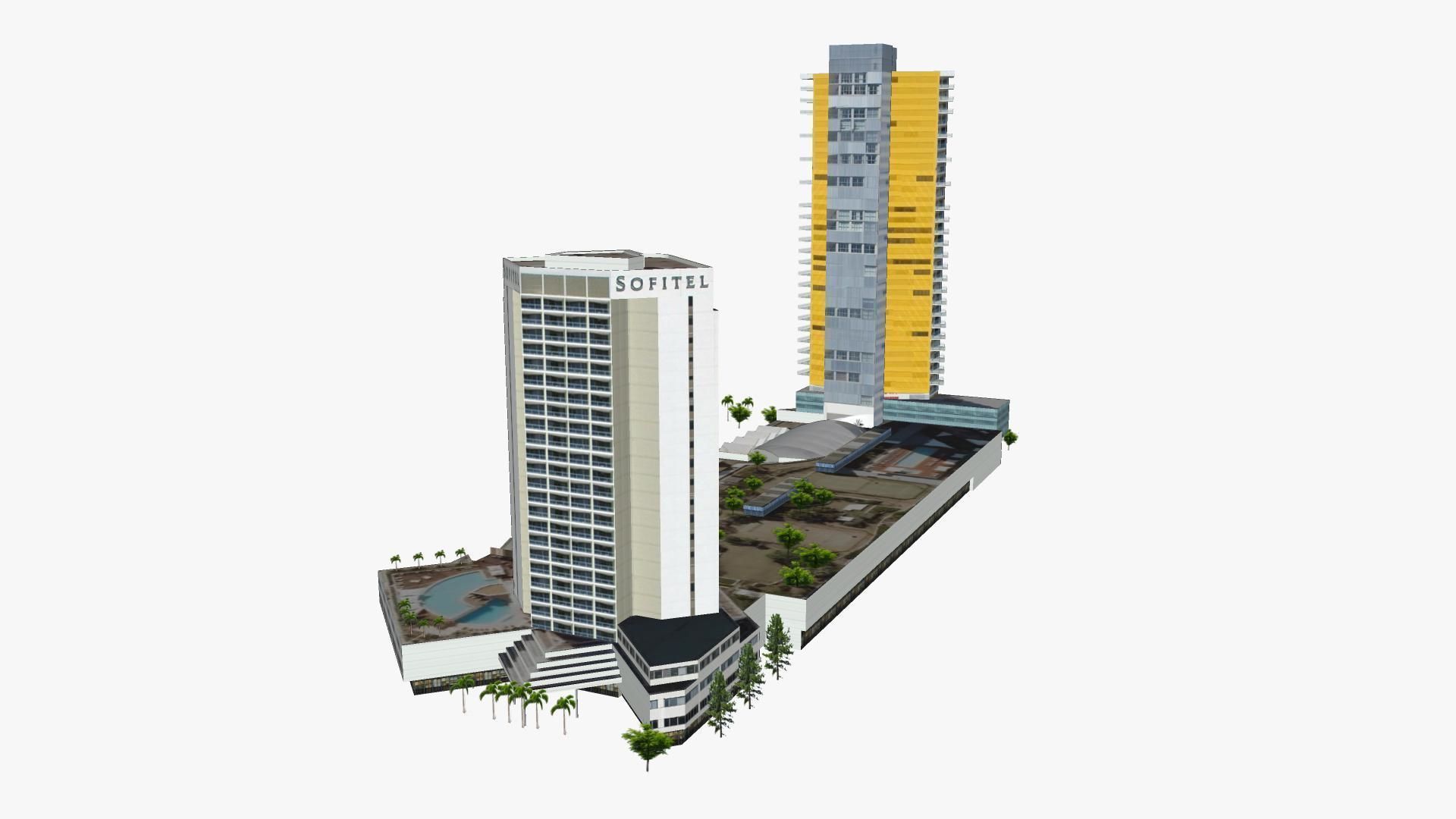 Air On Broadbeach and Sofitel Gold Coast Low-poly 3D model_1