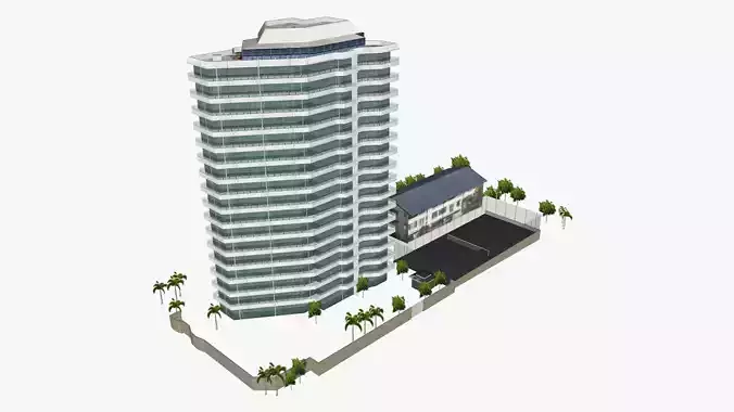 Bougainvillea tall building Low-poly 3D model