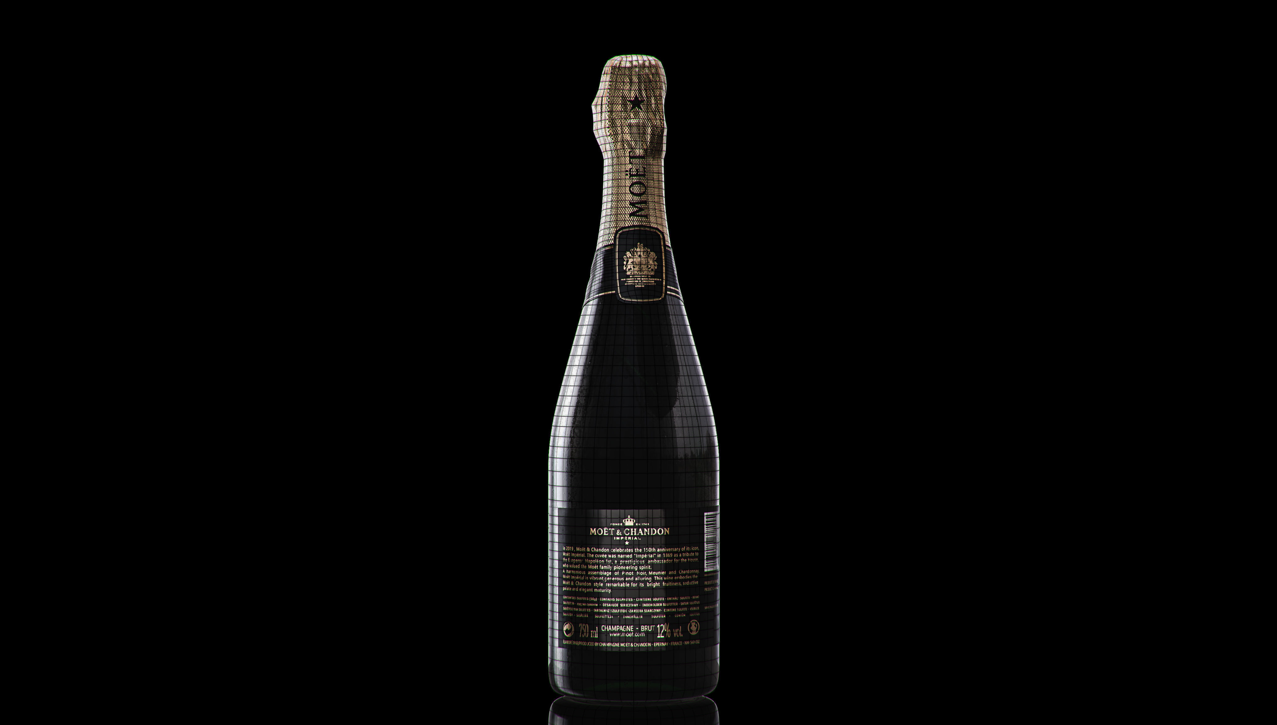 Champagne Moet And Chandon Imperial Brut Champagne Bottle Low-poly 3D model_8