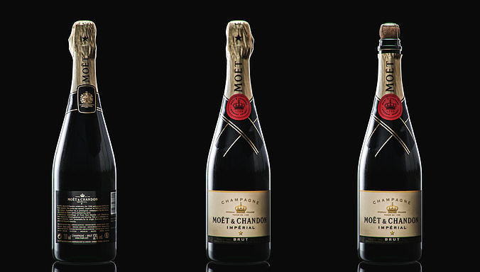 Champagne Moet And Chandon Imperial Brut Champagne Bottle Low-poly 3D model