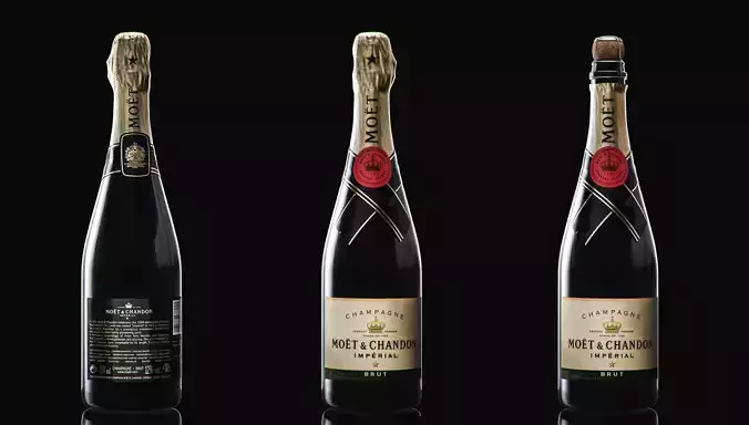 Champagne Moet And Chandon Imperial Brut Champagne Bottle Low-poly 3D model