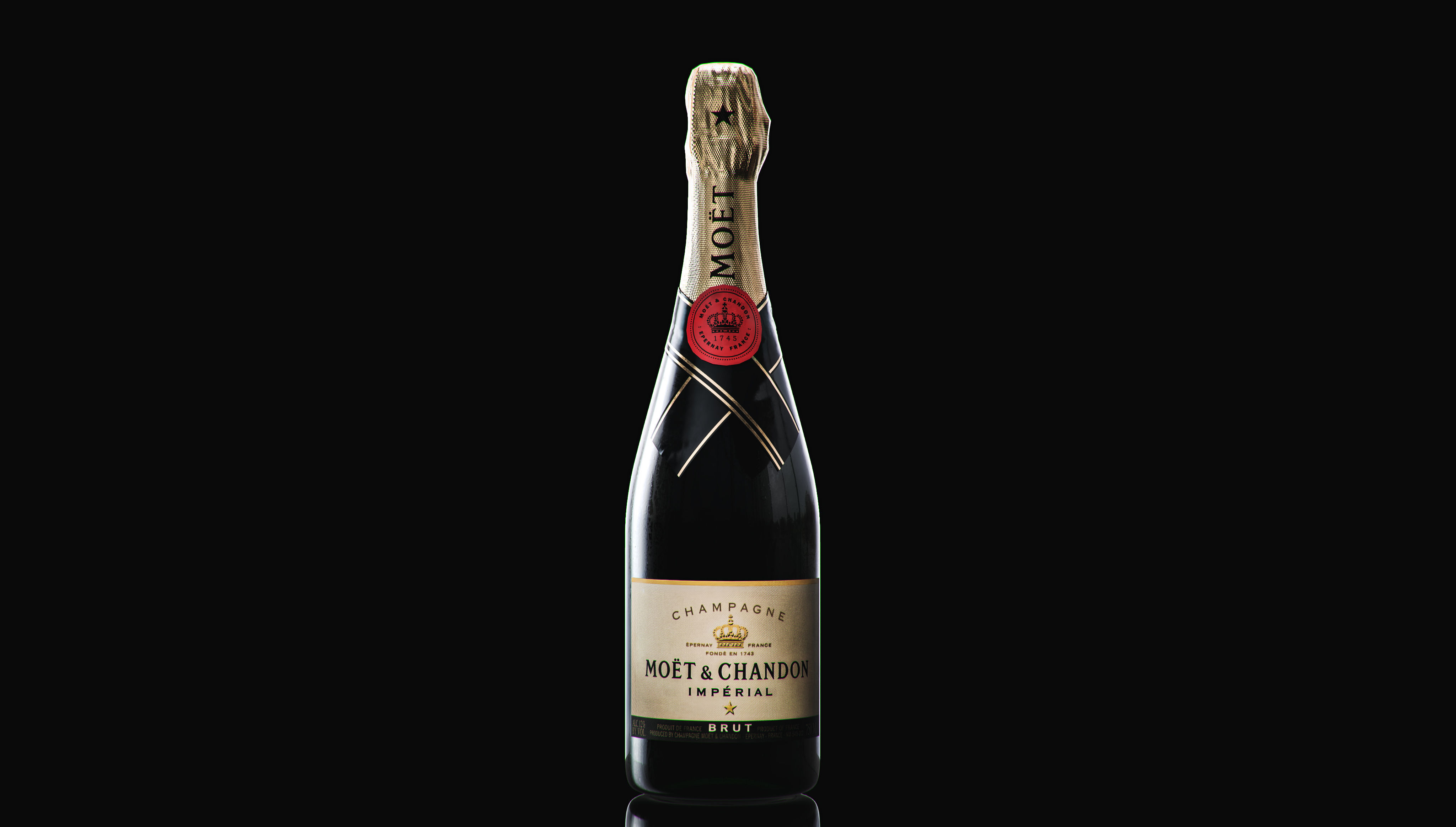 Champagne Moet And Chandon Imperial Brut Champagne Bottle Low-poly 3D model_3