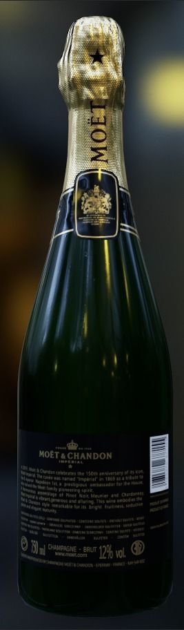 Champagne Moet And Chandon Imperial Brut Champagne Bottle Low-poly 3D model_17