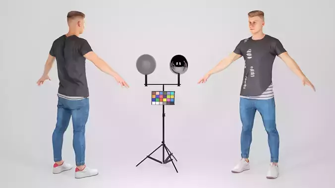 Sporty young man in jeans ready for animation 115