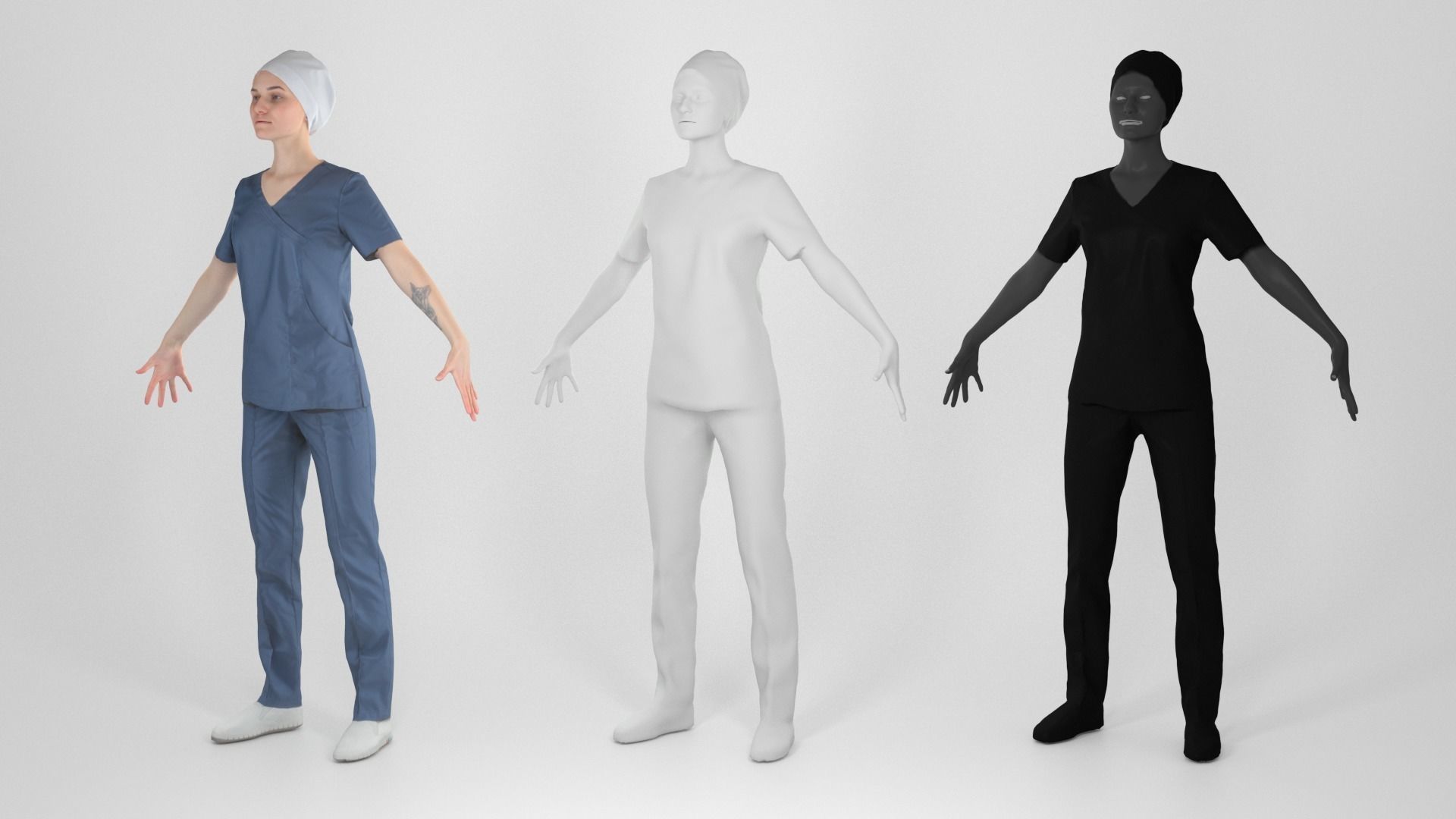 Surgical doctor female ready for animation 162 Low-poly 3D model_4
