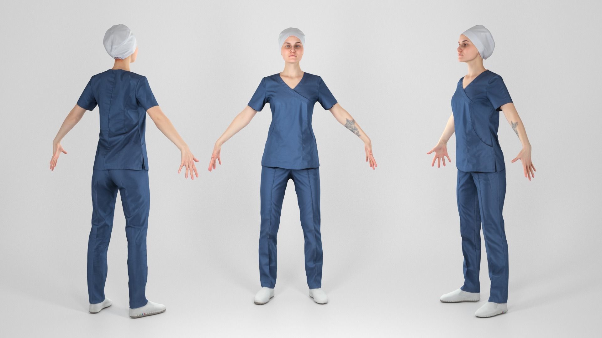 Surgical doctor female ready for animation 162 Low-poly 3D model_2