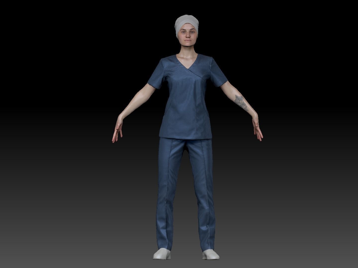 Surgical doctor female ready for animation 162 Low-poly 3D model_5