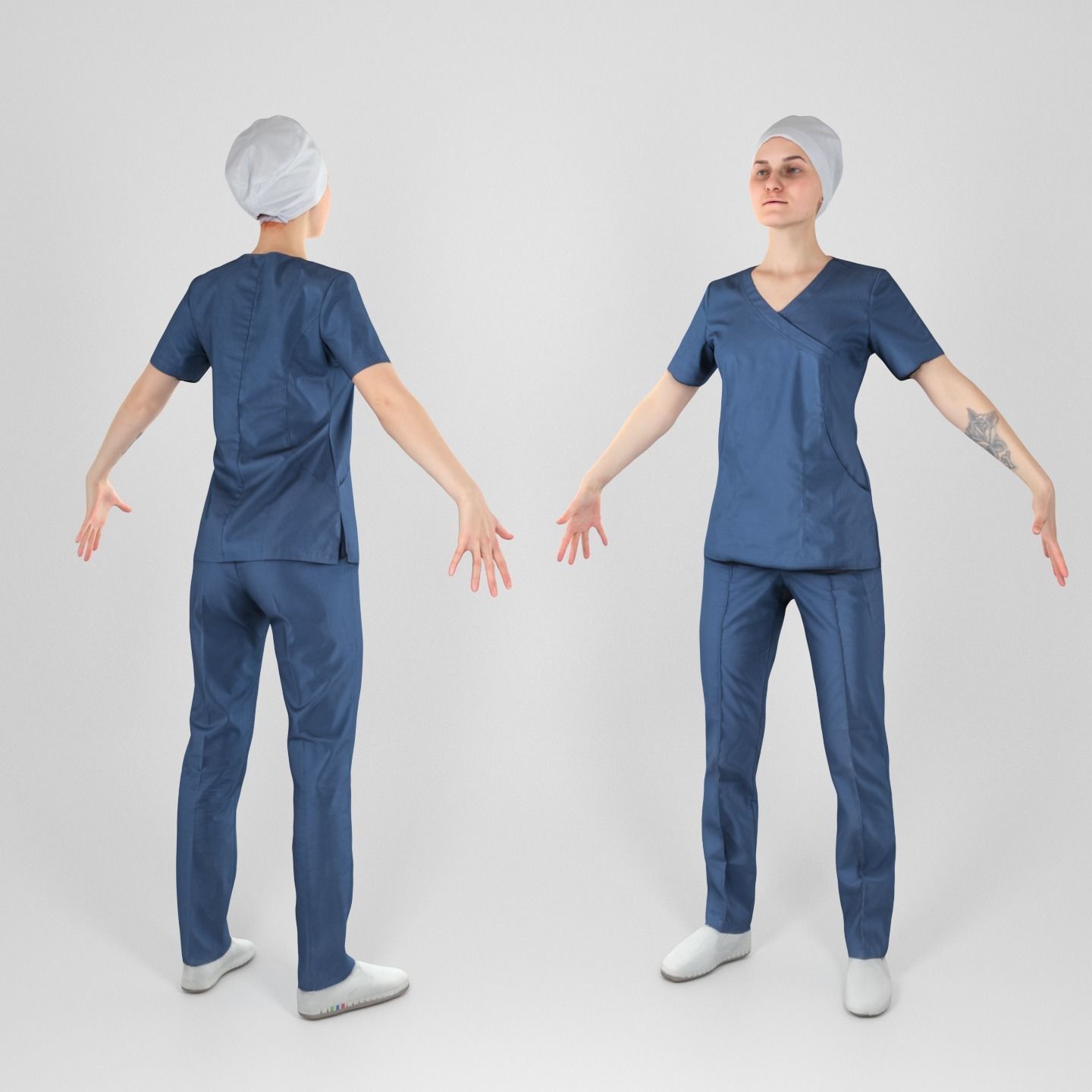 Surgical doctor female ready for animation 162 Low-poly 3D model_1