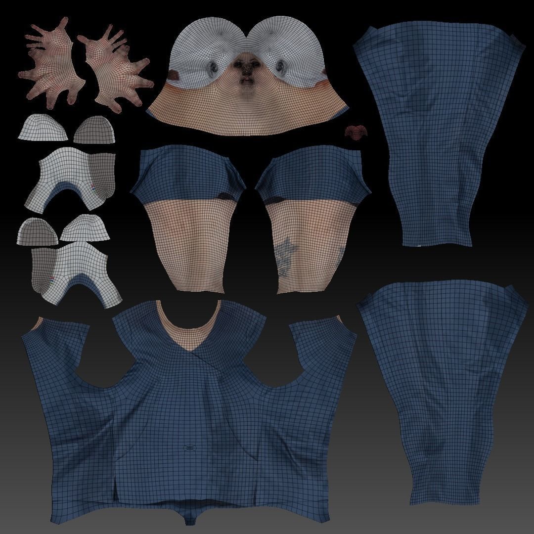 Surgical doctor female ready for animation 162 Low-poly 3D model_7