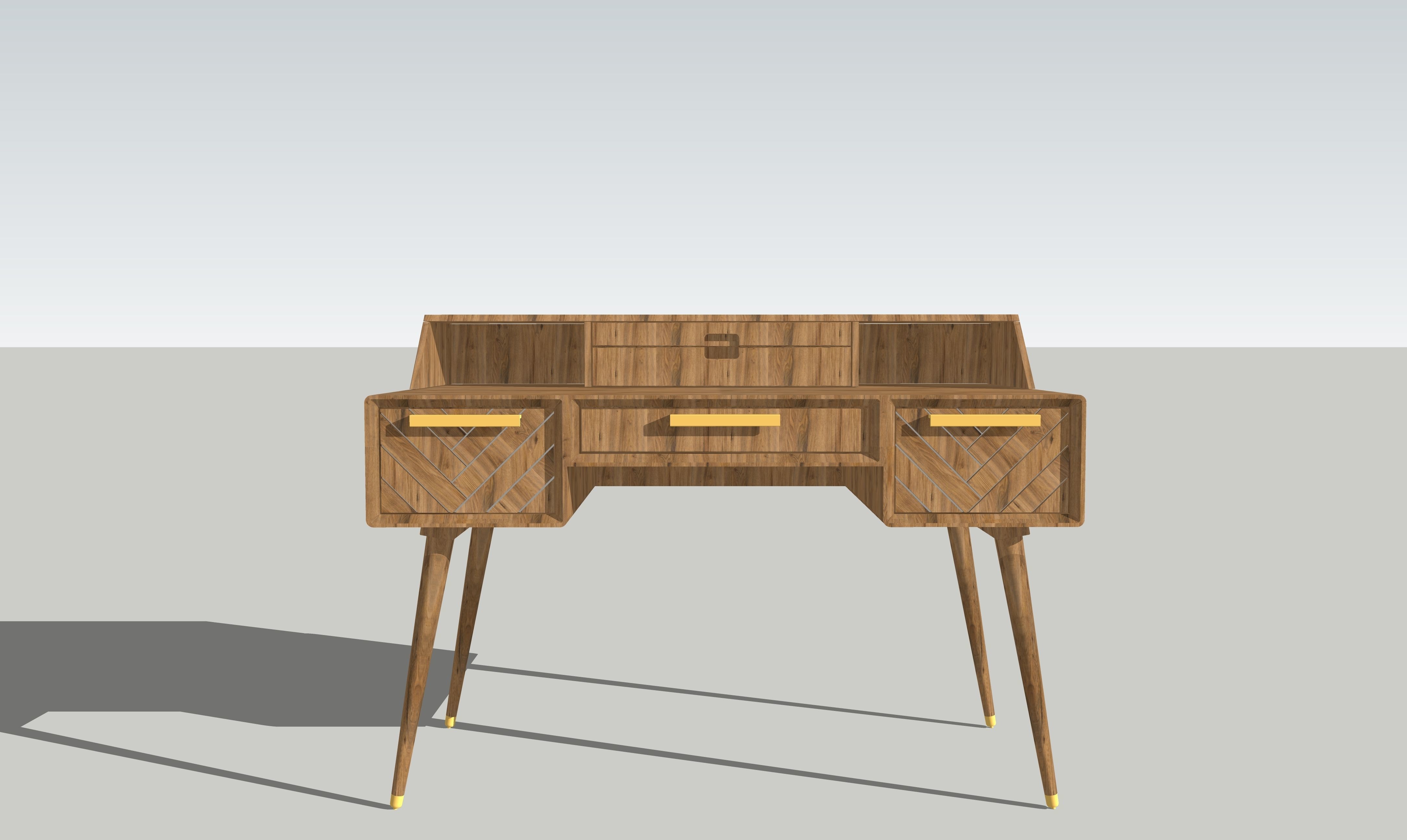 Wood desk Free 3D model_1
