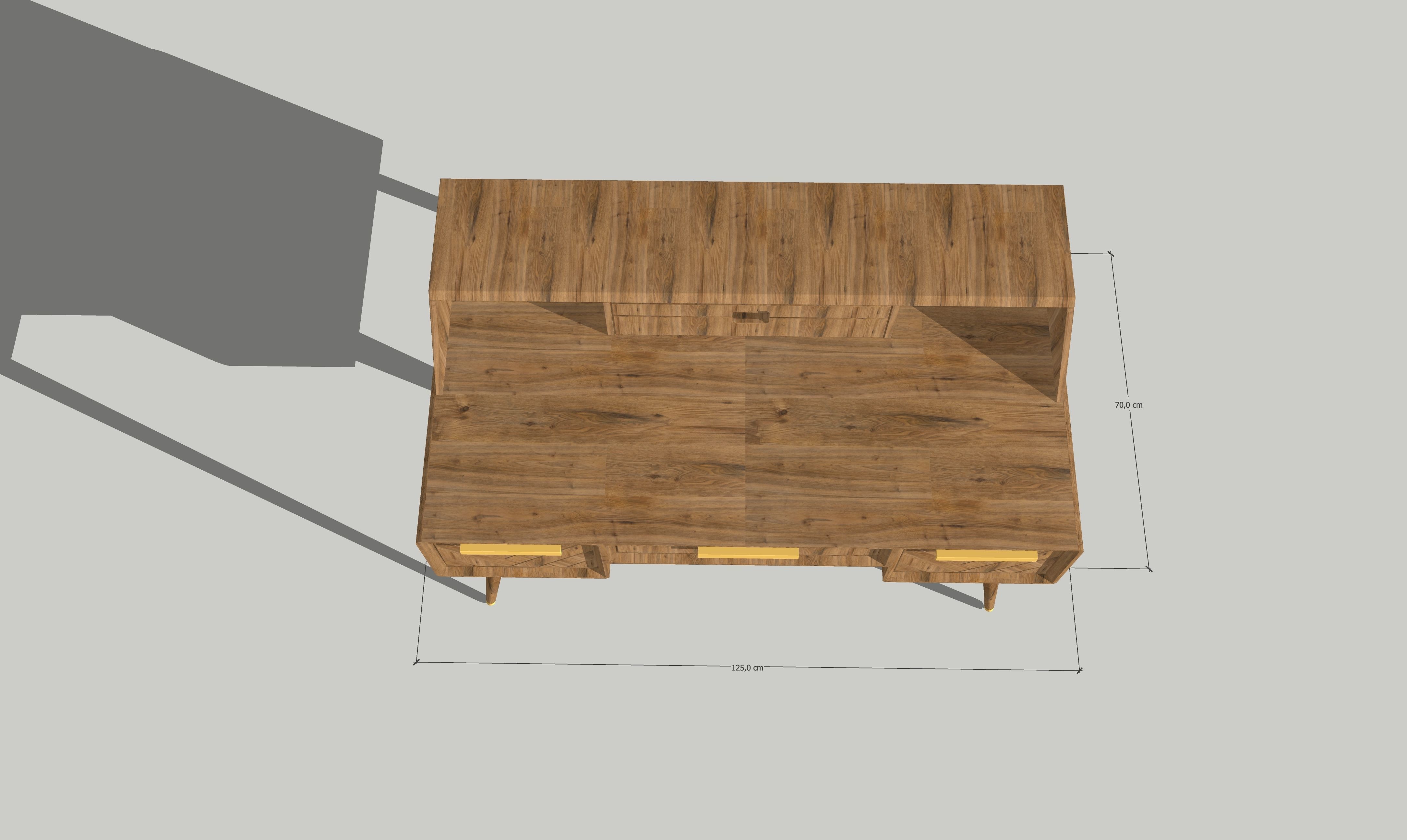 Wood desk Free 3D model_4