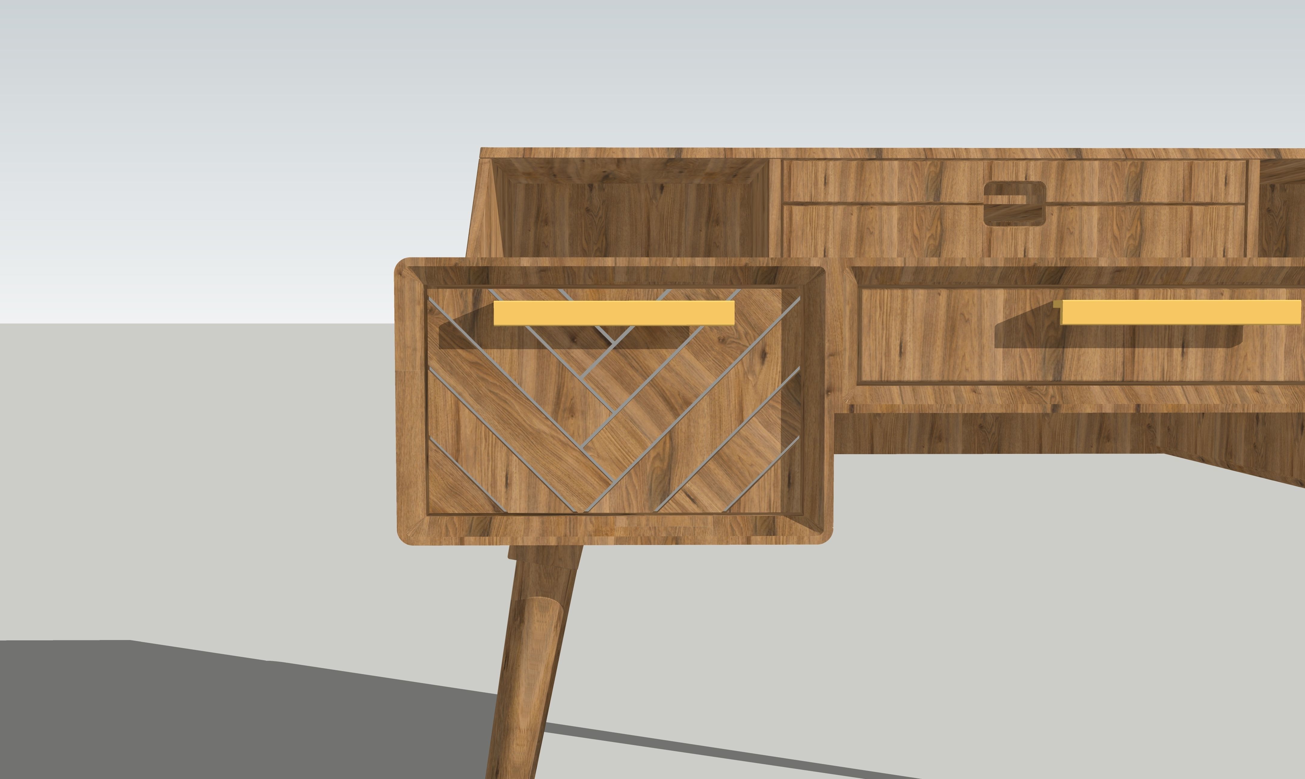 Wood desk Free 3D model_2
