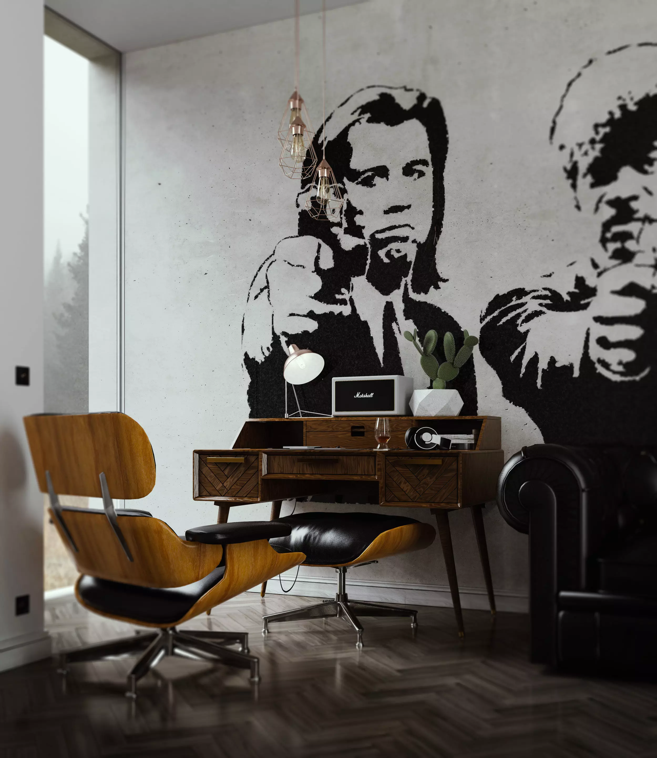 Wood desk Free 3D model_0