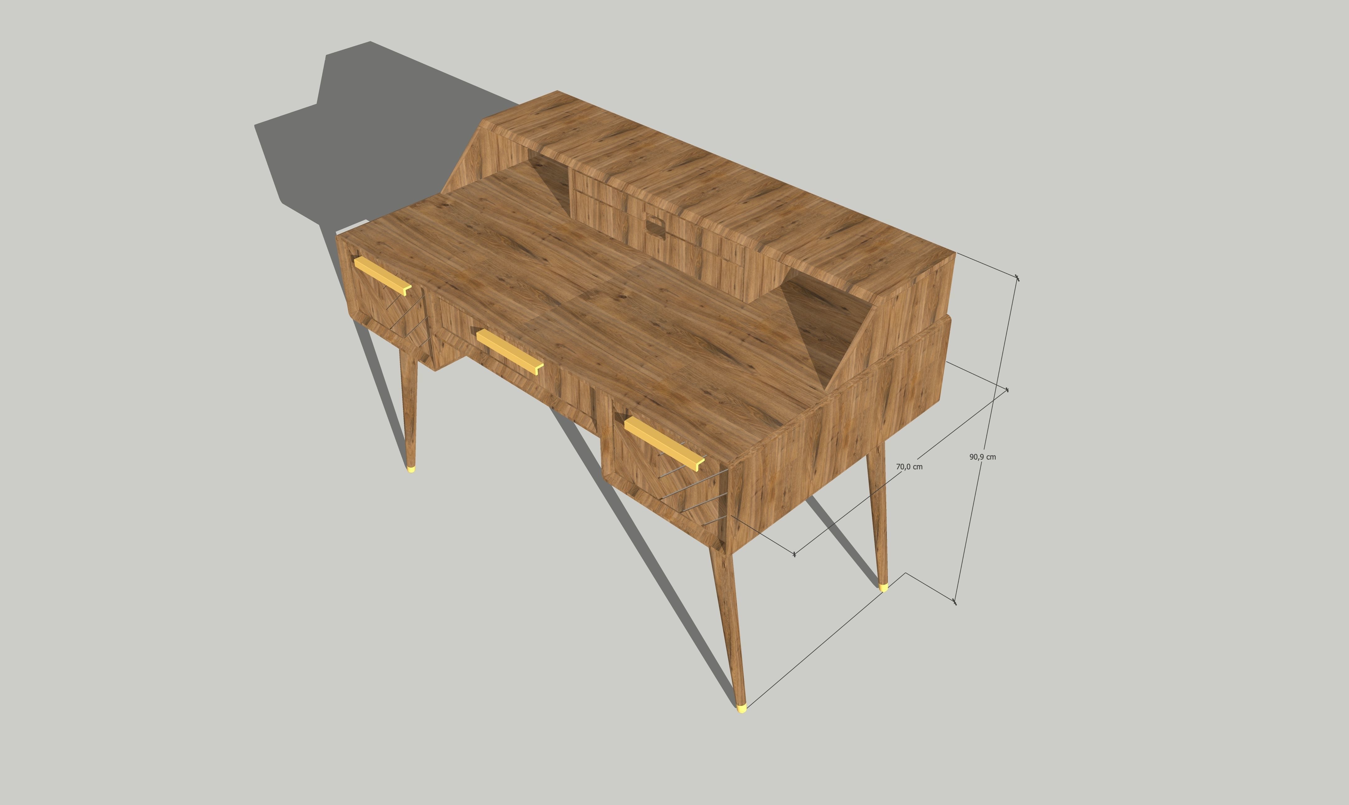 Wood desk Free 3D model_3