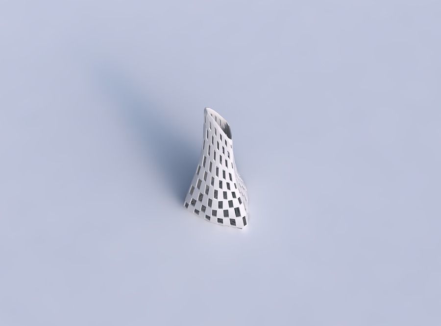 Vase grounded tipping triangle with checker grid lattice 3D print model_1
