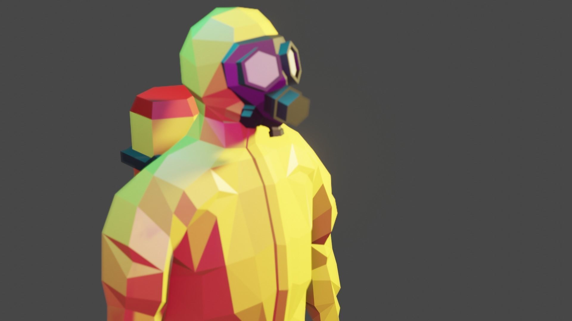 Hazmat suit Low-poly 3D model_15