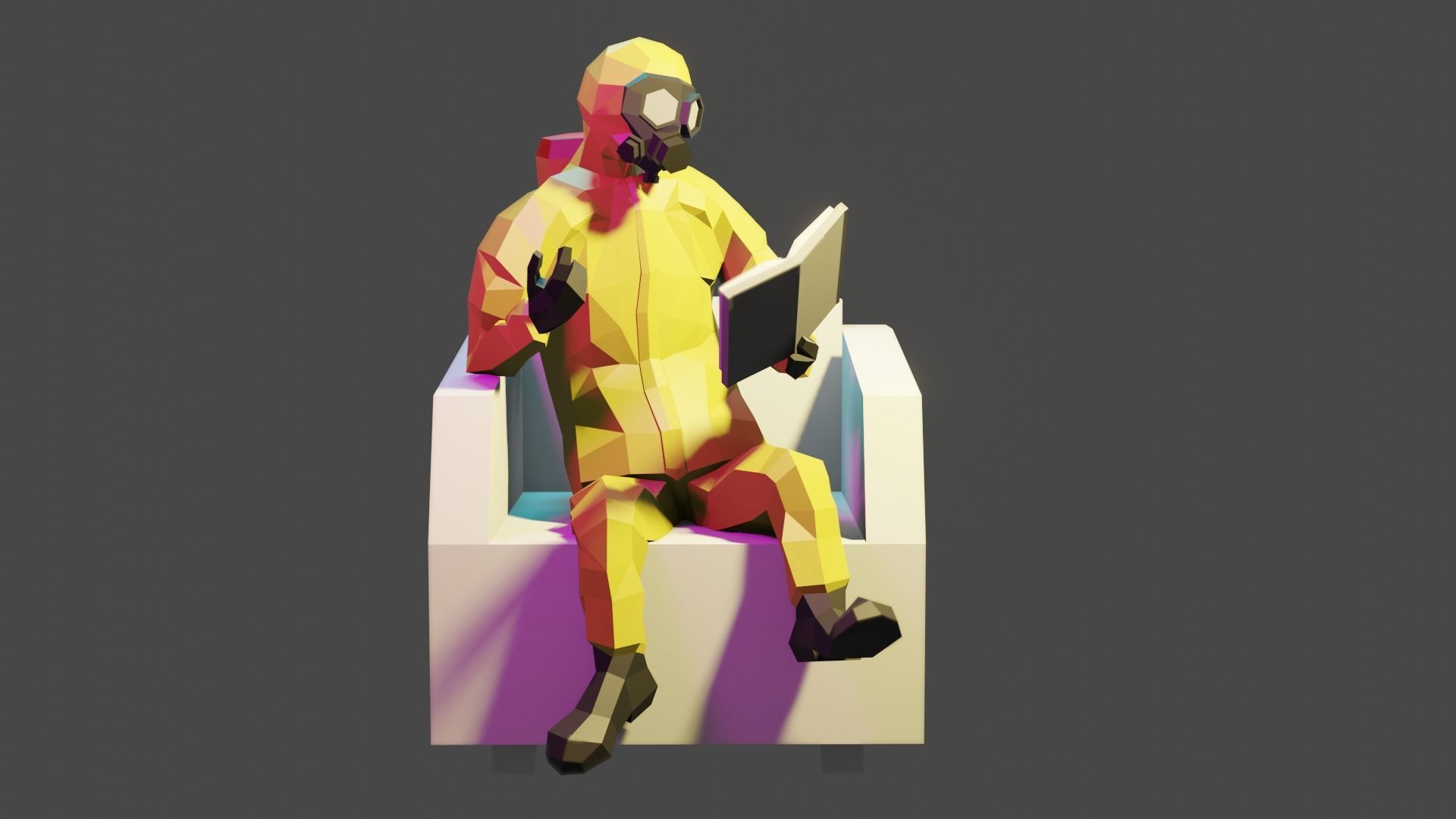 Hazmat suit Low-poly 3D model_8