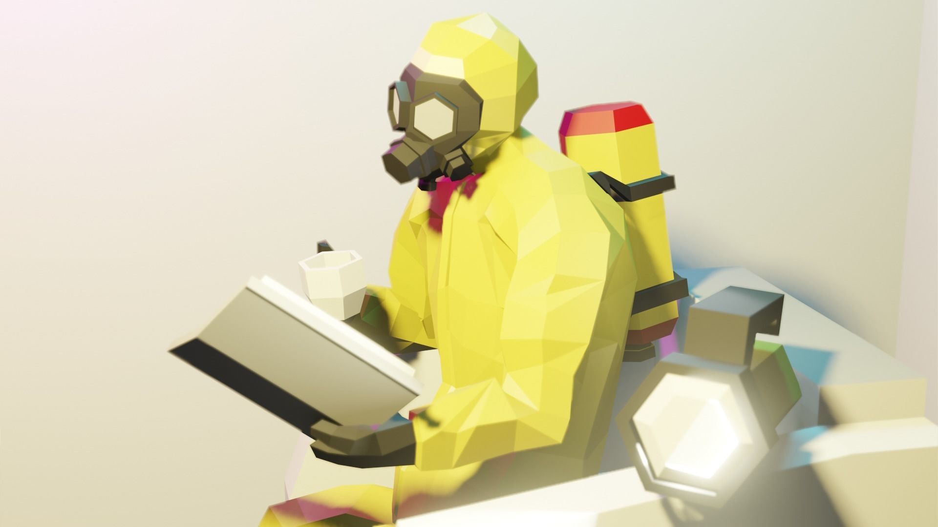 Hazmat suit Low-poly 3D model_7