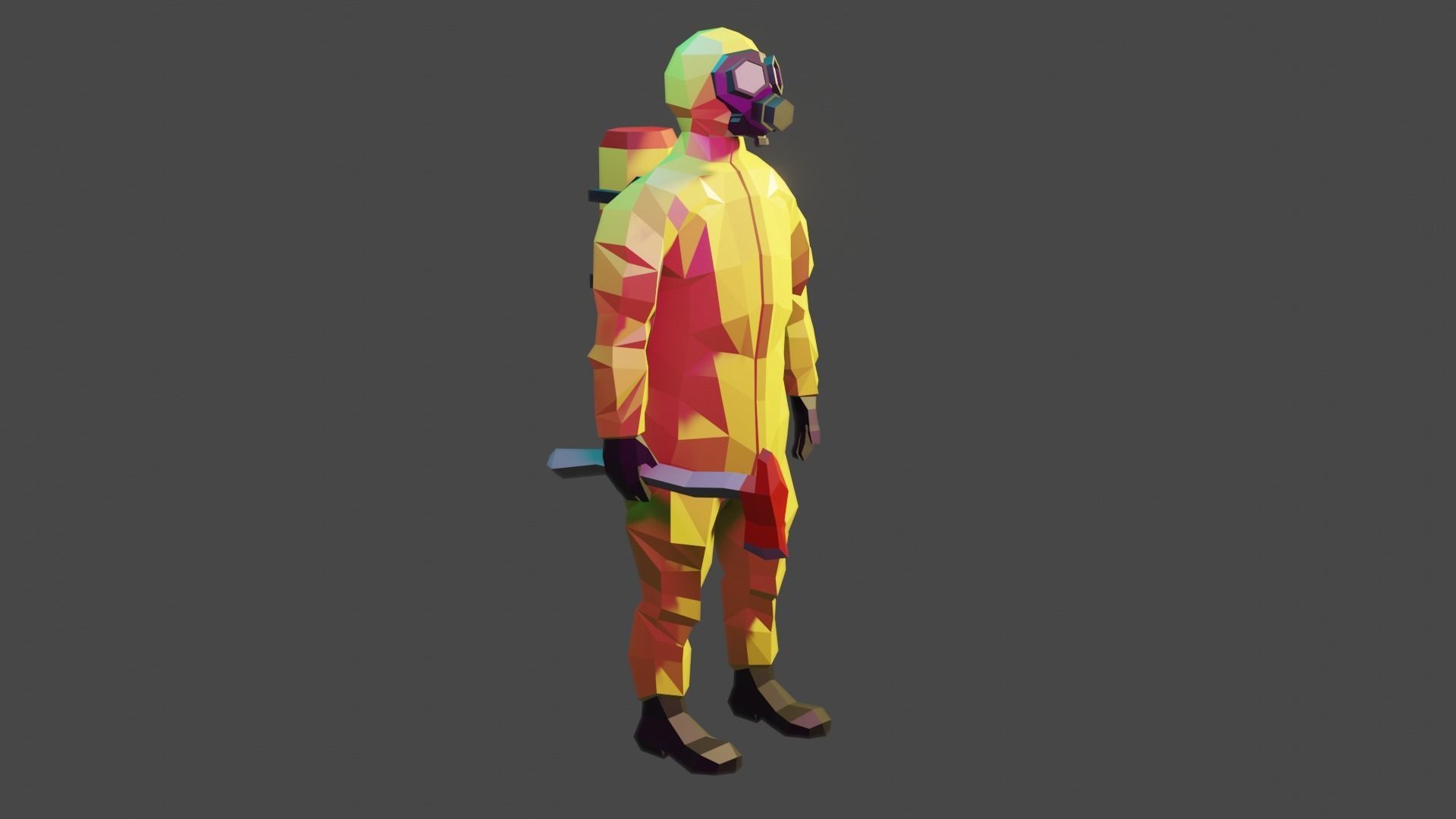 Hazmat suit Low-poly 3D model_6