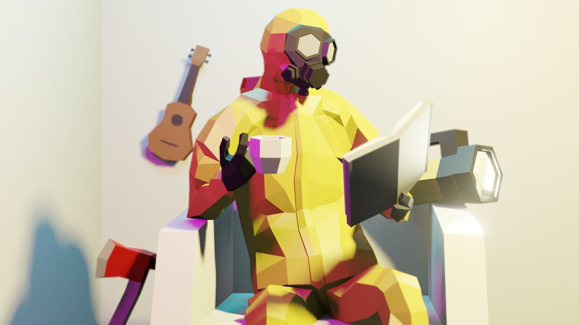 Hazmat suit Low-poly 3D model_2