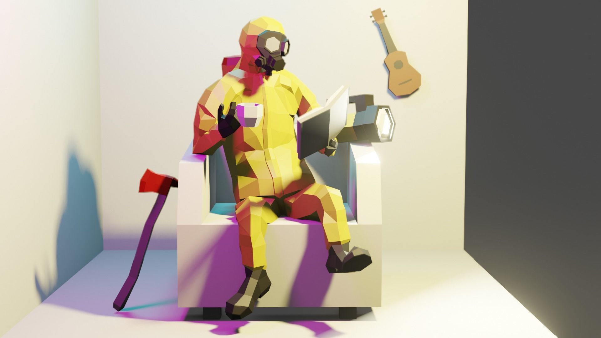 Hazmat suit Low-poly 3D model_3