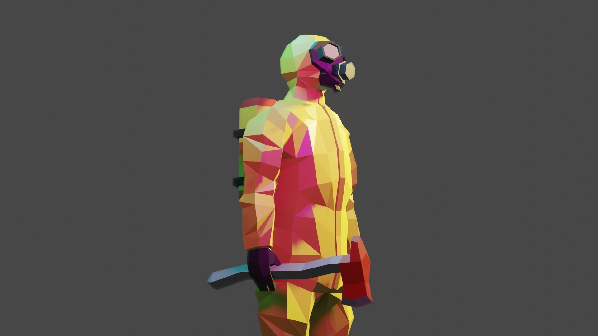 Hazmat suit Low-poly 3D model_0