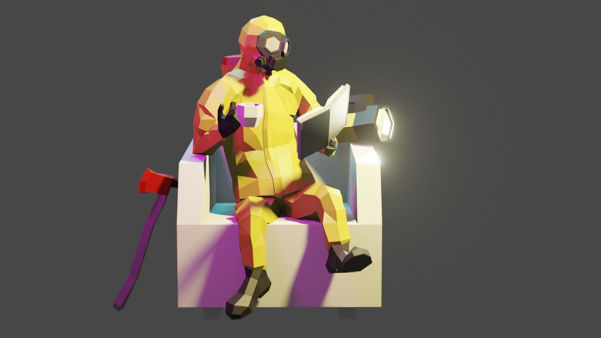 Hazmat suit Low-poly 3D model_18