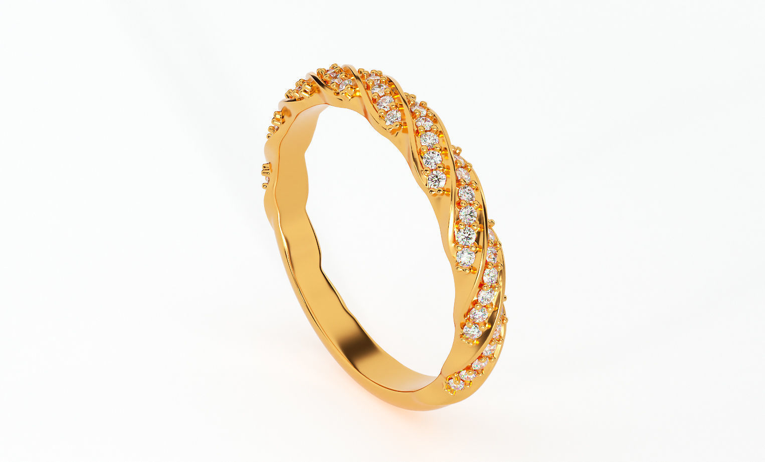 Elegant twisted ring 3D print model_3