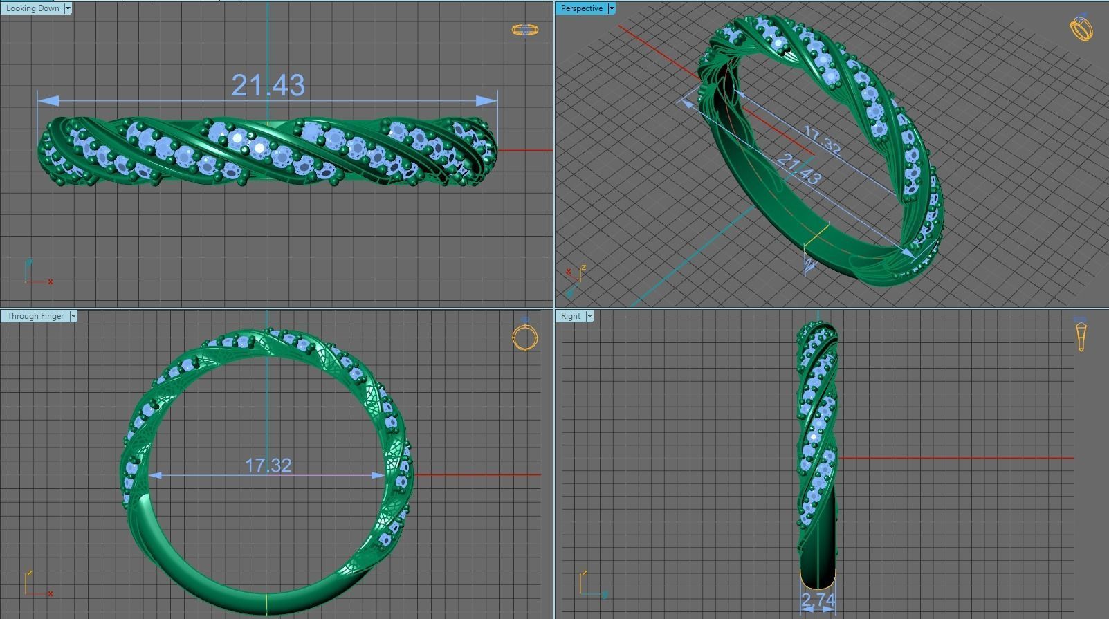 Elegant twisted ring 3D print model_7