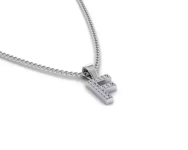 Pendant F letter with diamonds