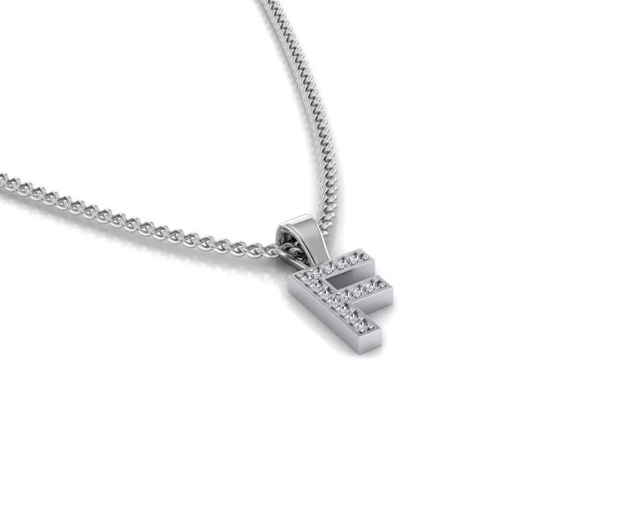 Pendant F letter with diamonds 3D print model