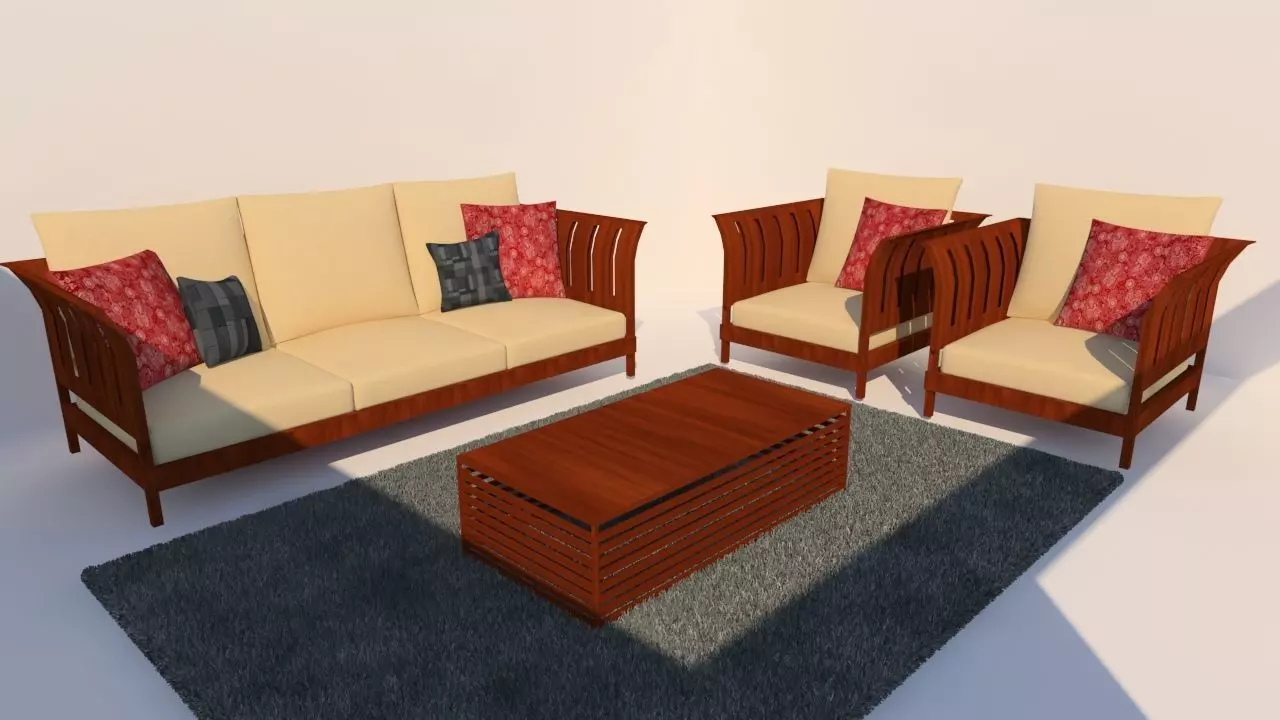 Wooden Sofa Free 3D model
