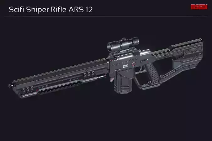 Scifi Sniper Rifle ARS 12 Low-poly 3D model