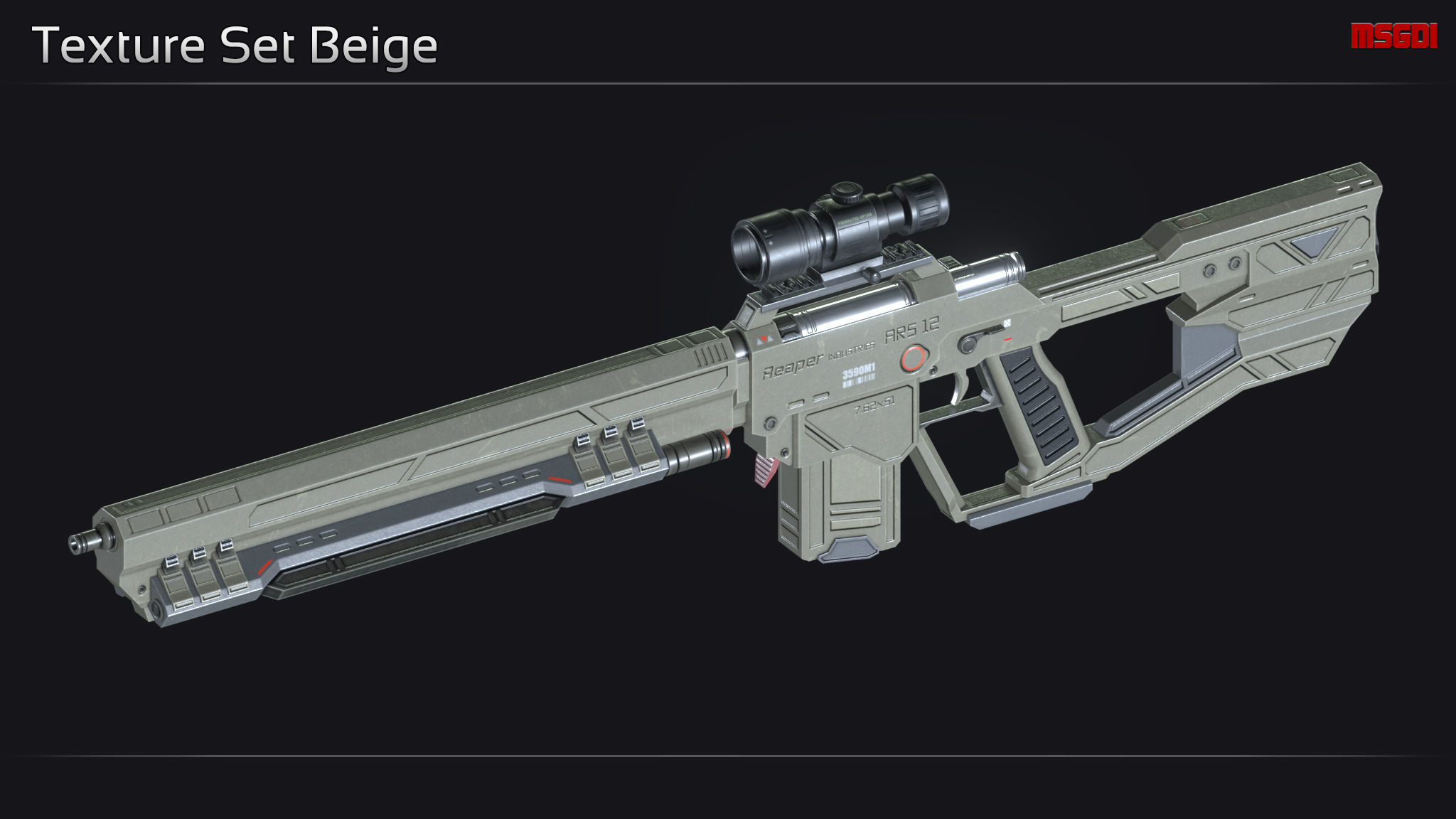 Scifi Sniper Rifle ARS 12 Low-poly 3D model_11