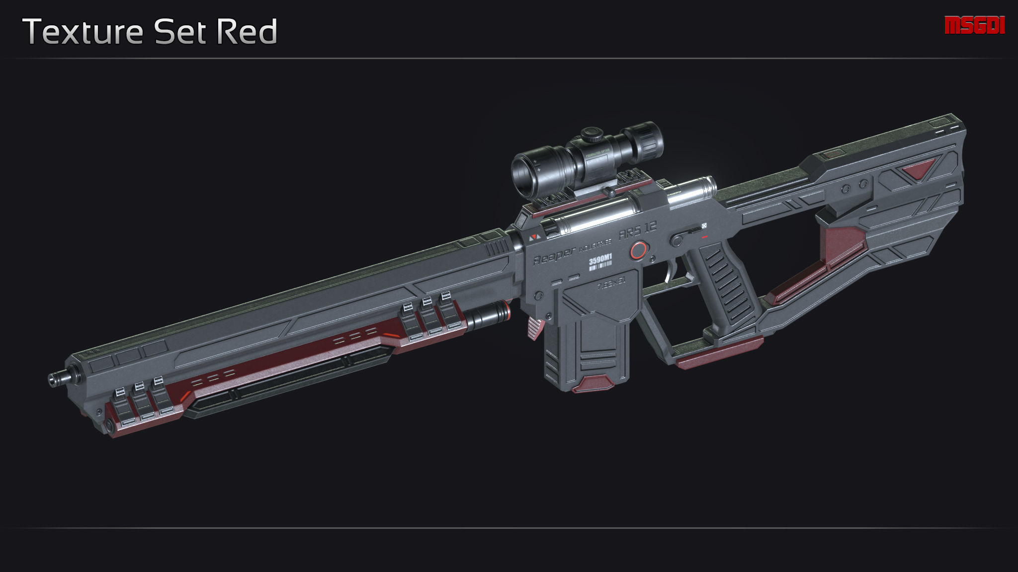 Scifi Sniper Rifle ARS 12 Low-poly 3D model_13