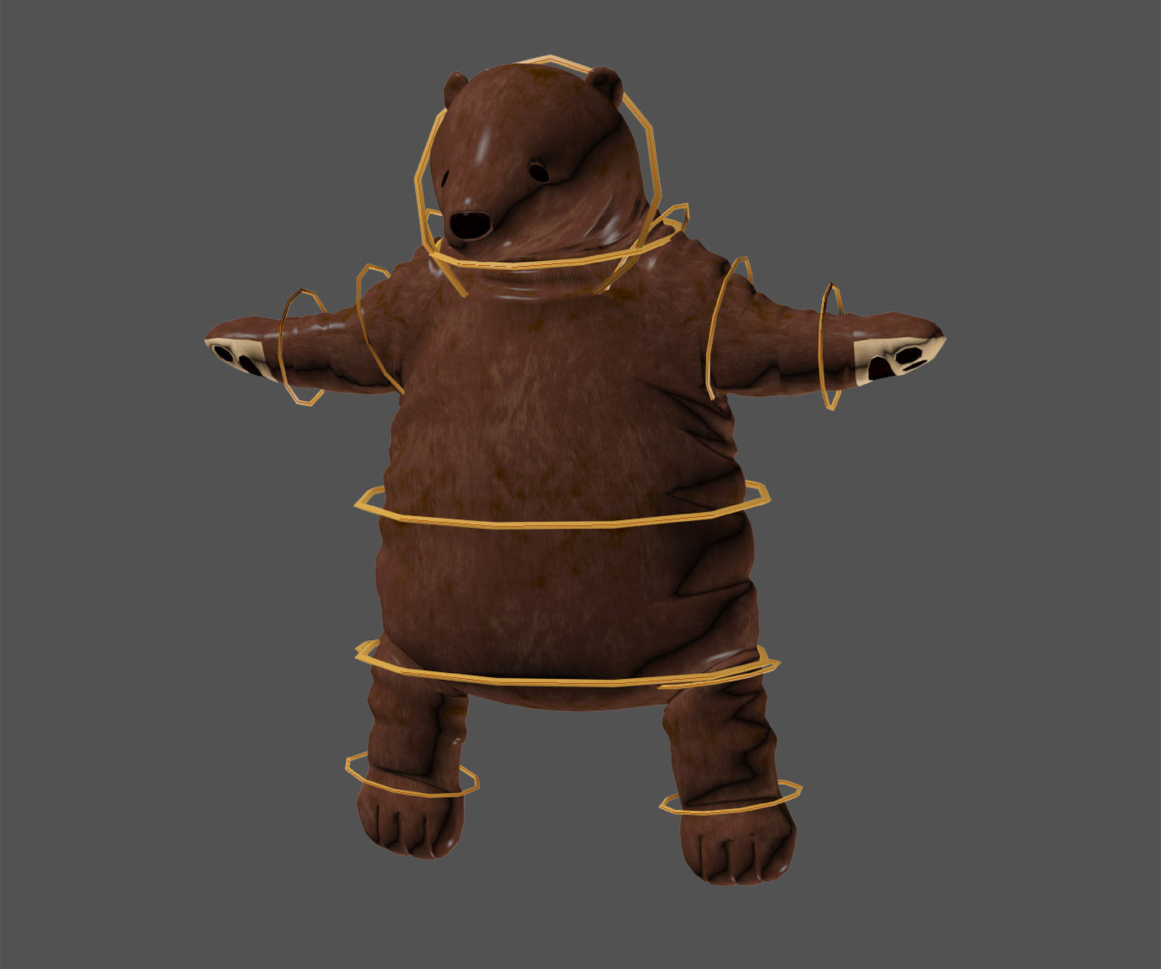 Brown bear stuffed toy Low-poly 3D model_11