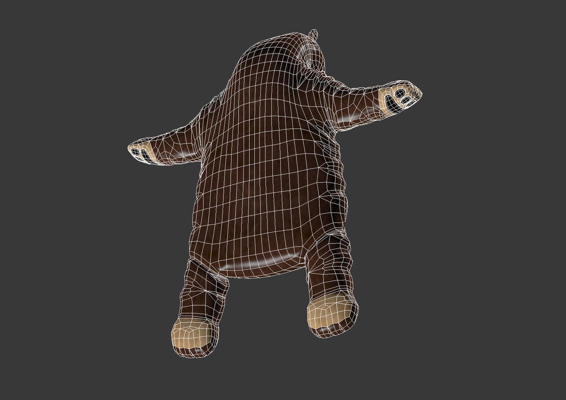 Brown bear stuffed toy Low-poly 3D model_5