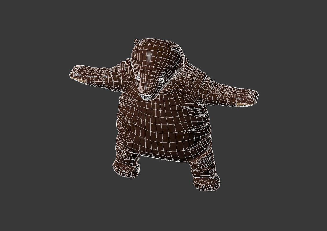 Brown bear stuffed toy Low-poly 3D model_6