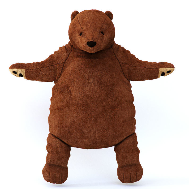 Brown bear stuffed toy Low-poly 3D model_0