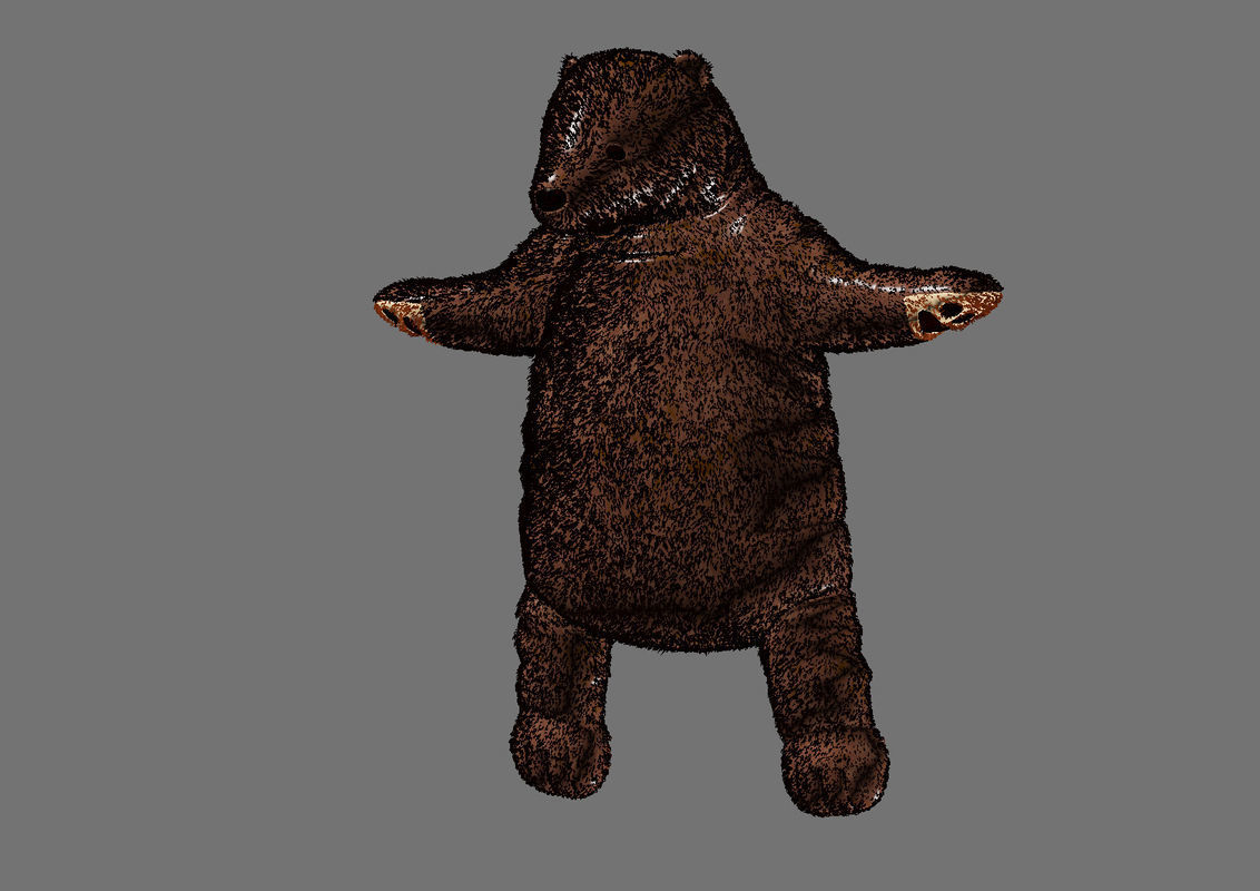Brown bear stuffed toy Low-poly 3D model_8