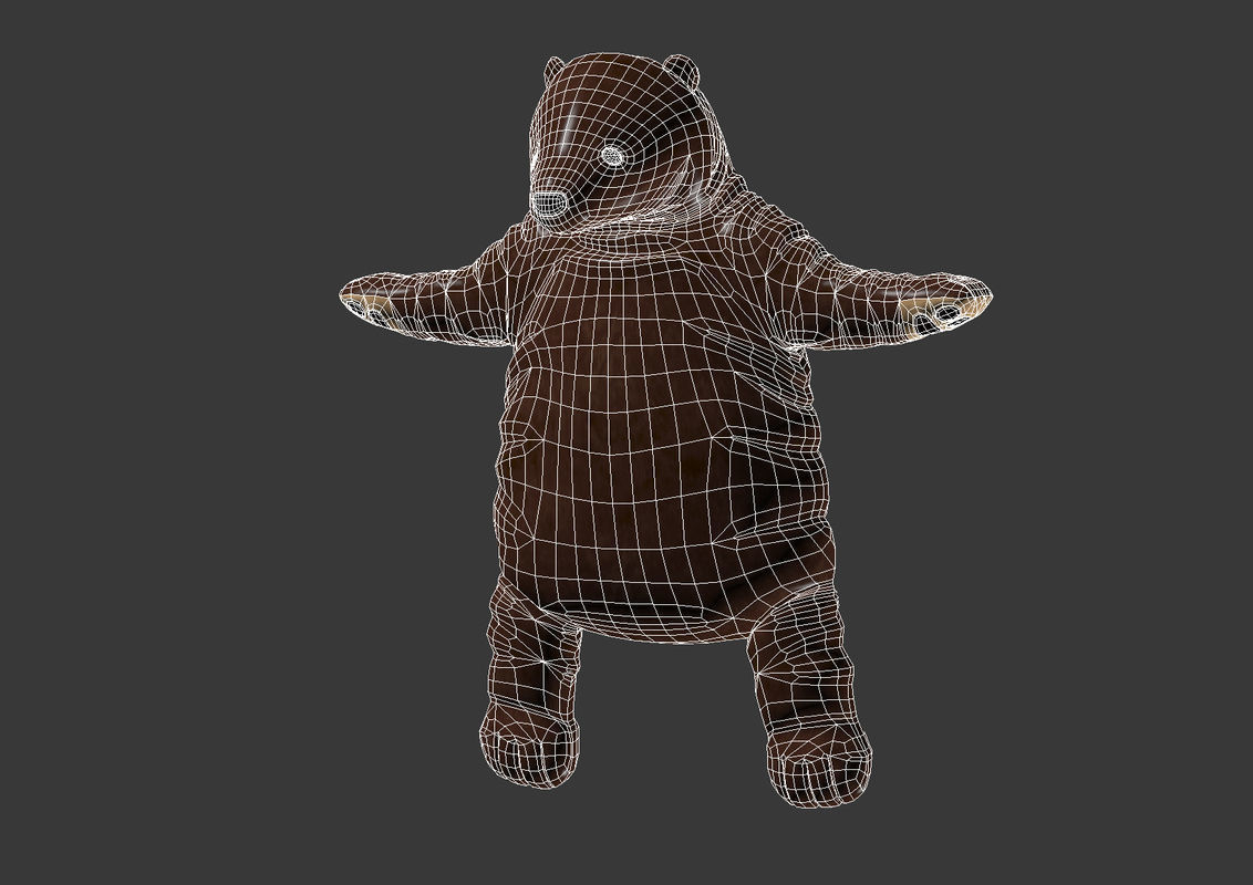 Brown bear stuffed toy Low-poly 3D model_3