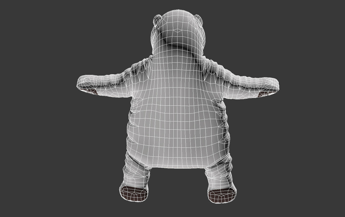Brown bear stuffed toy Low-poly 3D model_16